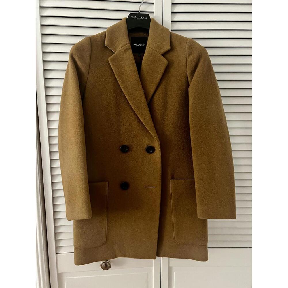 Classic Wool Blend Double-Breasted Coat - Size XS